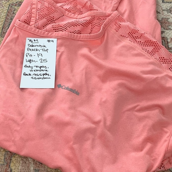 #9 Columbia Peach Lace Back Athletic Yoga Gym Running Workout Shirt Top Medium - Picture 5 of 5